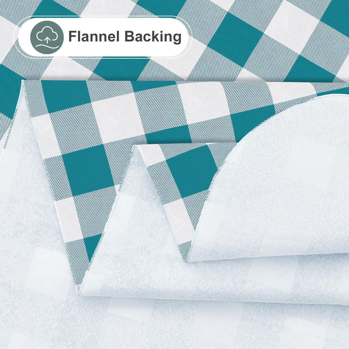 decorUhome Rectangle Tablecloth, Waterproof Vinyl Flannel Backed Table Cloth, Buffalo Wipeable Plastic Table Cover for Kitchen and Outdoor, Black and White, 60" x 84"