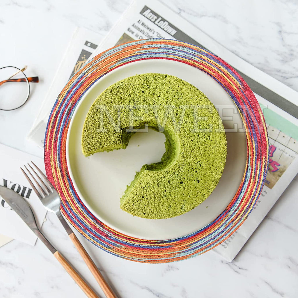 NEWEEN 15" Round Placemats Set of 6 Braided Fabric Heat Resistant Washable Table Mat for Kitchen for Kitchen Party Decor