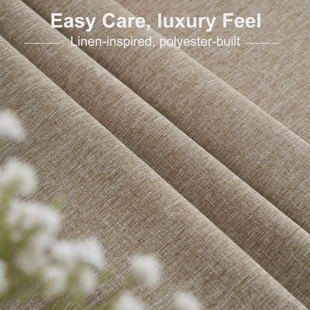 Inosoo Faux Linen Textured Rectangle Tablecloth - 60 x 84 inch Waterproof & Machine Washable Linen-Look Cloth Table Cover, White