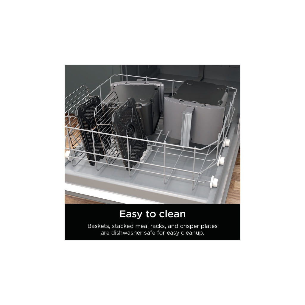 Ninja DoubleStack Smart XL Air Fryer 10-Qt, Smart Cook & Thermometer, 2 Baskets, Space Saving, SL451 Deep Gray