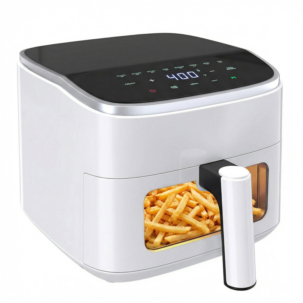 EDX 4QT Air Fryer, 1500W Digital Touchscreen with 8 Presets, Visible Window, Flip Reminder, Nonstick Dishwasher-Safe Basket, Black