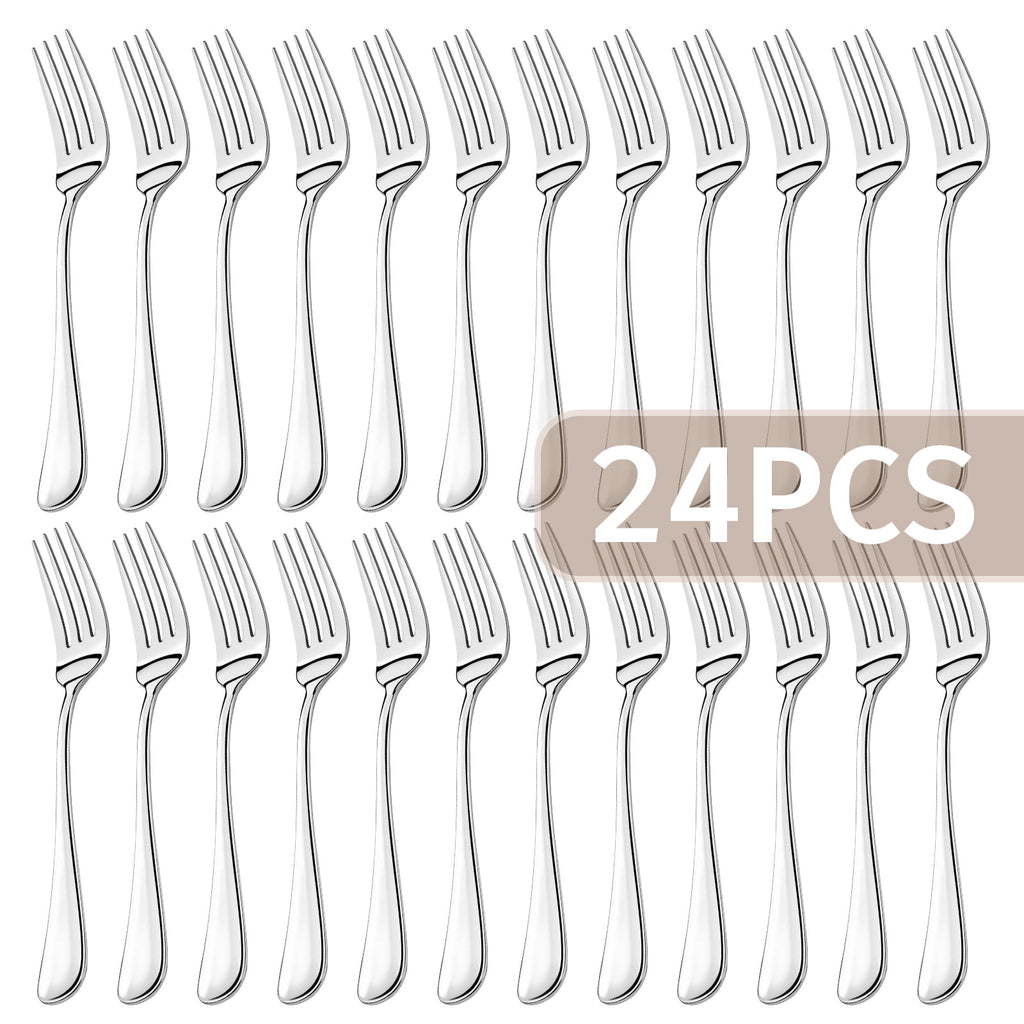 24-Pieces Spoon Fork Silverware Set, TAIMASI Food-Grade Tableware Set for 12, Stainless Steel , Mirror-Polished Dining Flatware Set for Home Restaurant