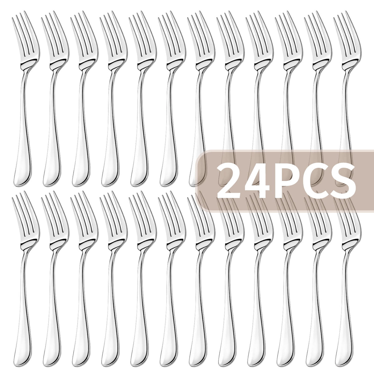 24-Pieces Spoon Fork Silverware Set, TAIMASI Food-Grade Tableware Set for 12, Stainless Steel , Mirror-Polished Dining Flatware Set for Home Restaurant