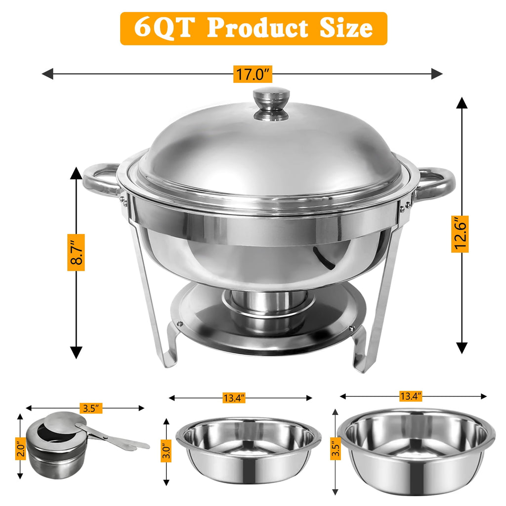 Jacgood Chafing Dish Buffet Set 4 Pack 8QT Full Pan Stainless Steel Food Warmer Chafer Complete Set with Water Pan, Chafing Fuel Holder for Home Party, Buffets, Wedding, Banquet, Catering Events