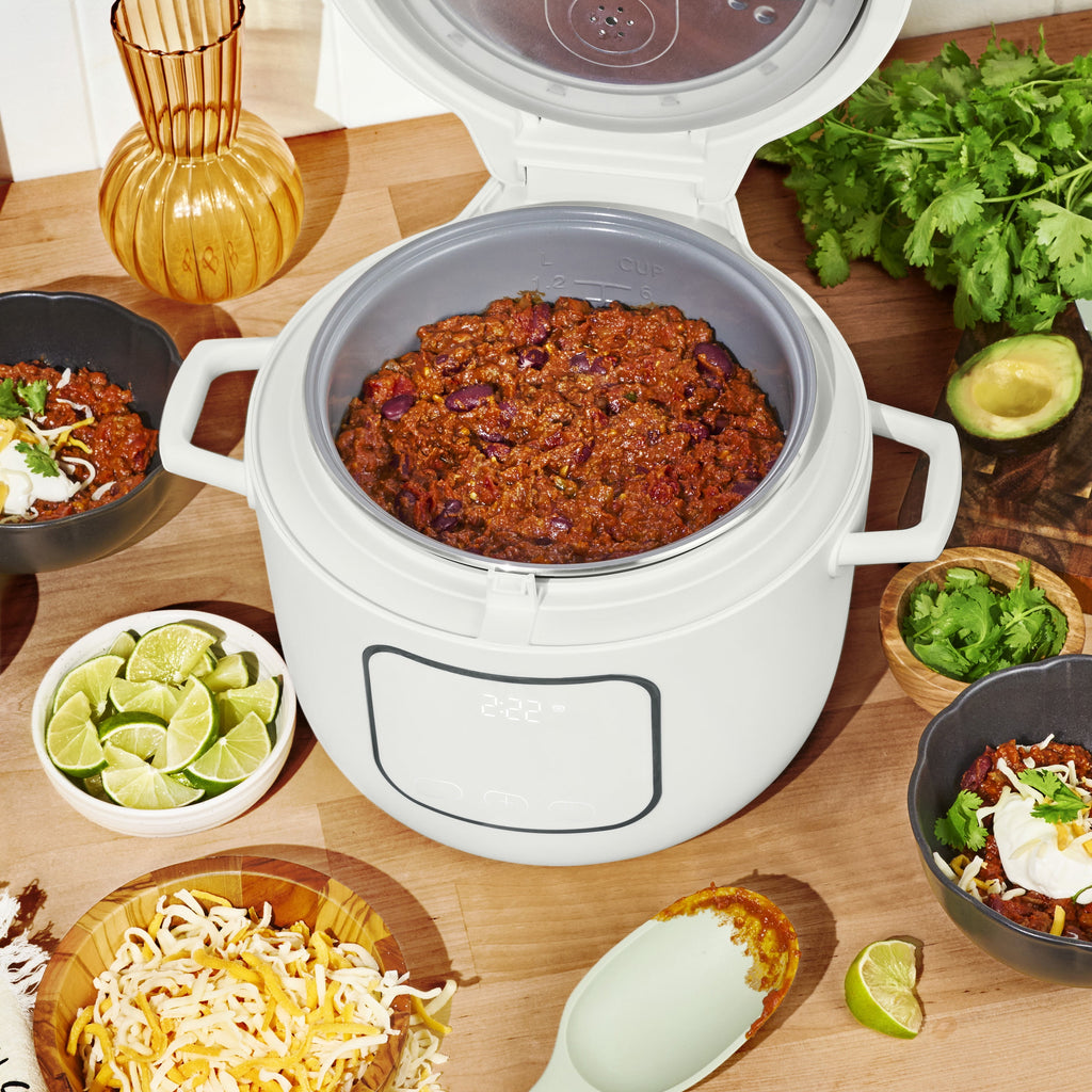 Beautiful 14-Cup Cooked, 6-Cups Uncooked Electric Rice and Grain Cooker, EverGood Ceramic Nonstick Coating, Thyme Green by Drew Barrymore