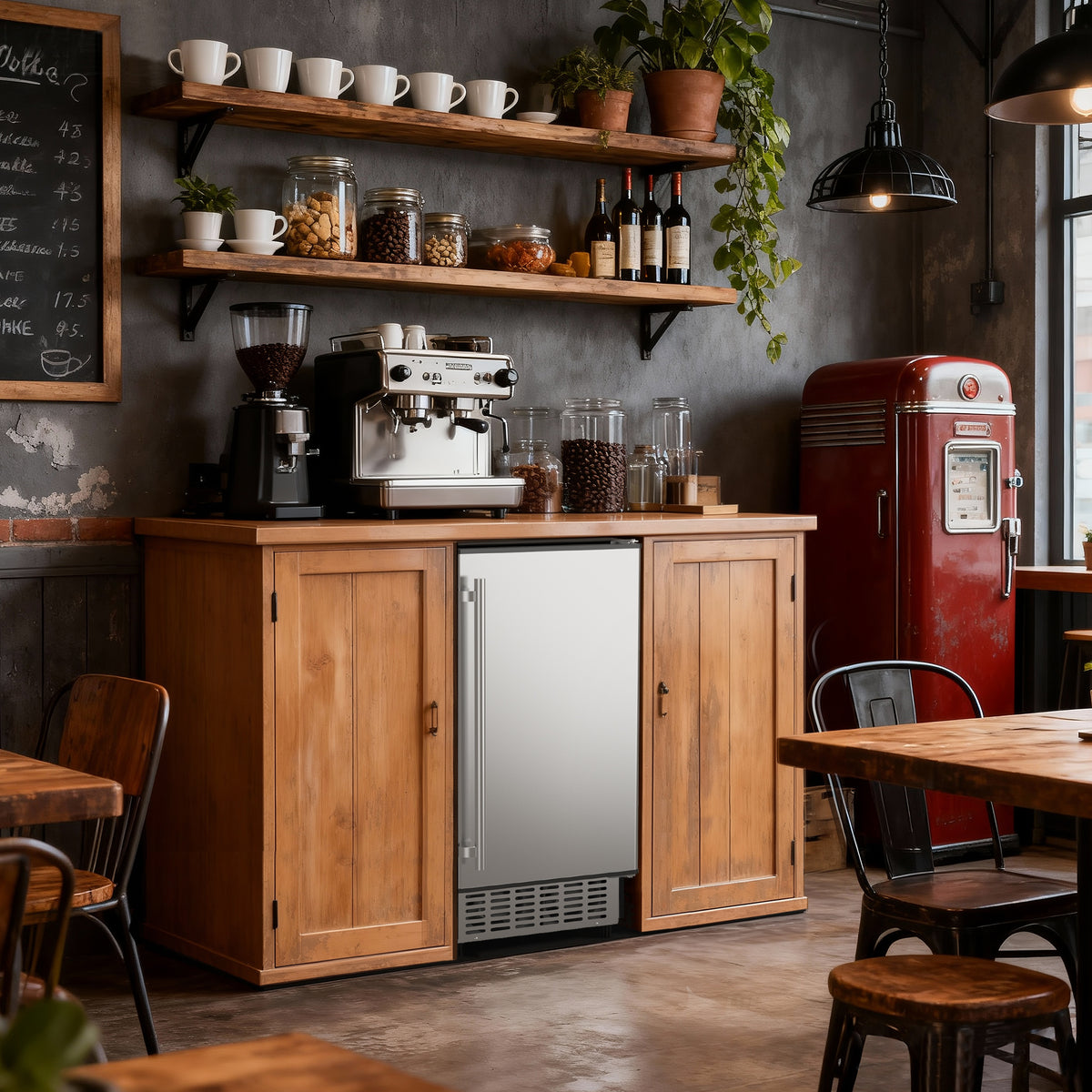 Coolake 15” W Under Counter Ice Maker 80lbs/day with 40lbs Storage, Auto-cleaning LCD Panel Built-in Outdoor Ice Machine for Home Bar Kitchen Office
