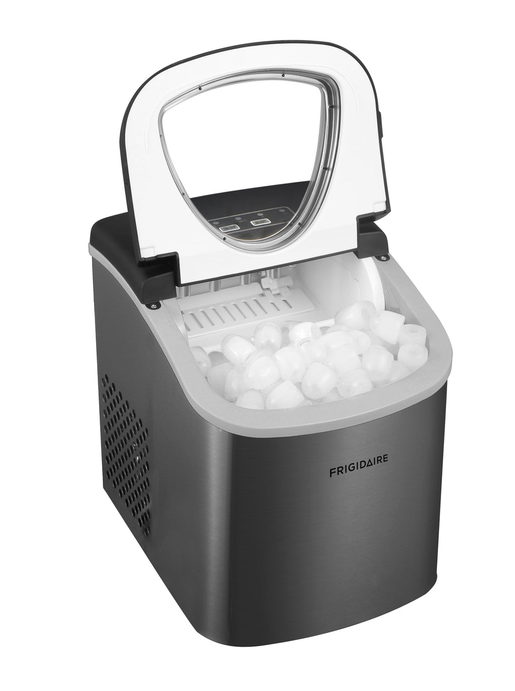 Frigidaire 26 lb Bullet Ice Maker Stainless Steel - compact, high-capacity icemaker producing bullet-shaped ice ideal for kitchens, parties, and entertaining