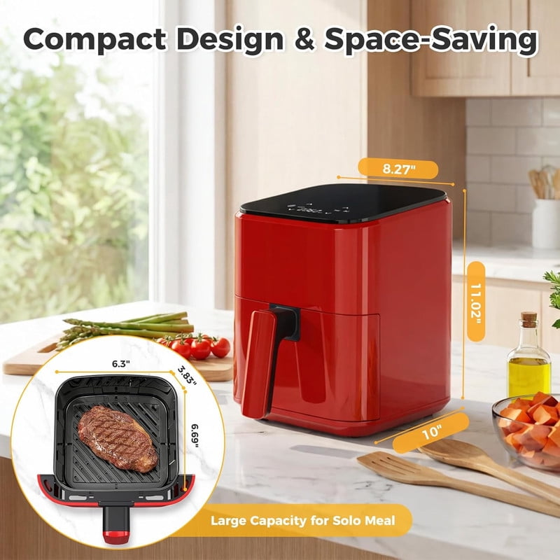 Simenmax Air Fryer, 6-Quart with Viewing Window, 12-in-1 Functions - Air Fry, Roast, Reheat, Dehydrate, Bake, Steam, and More, 400°F Max Temperature, Gray