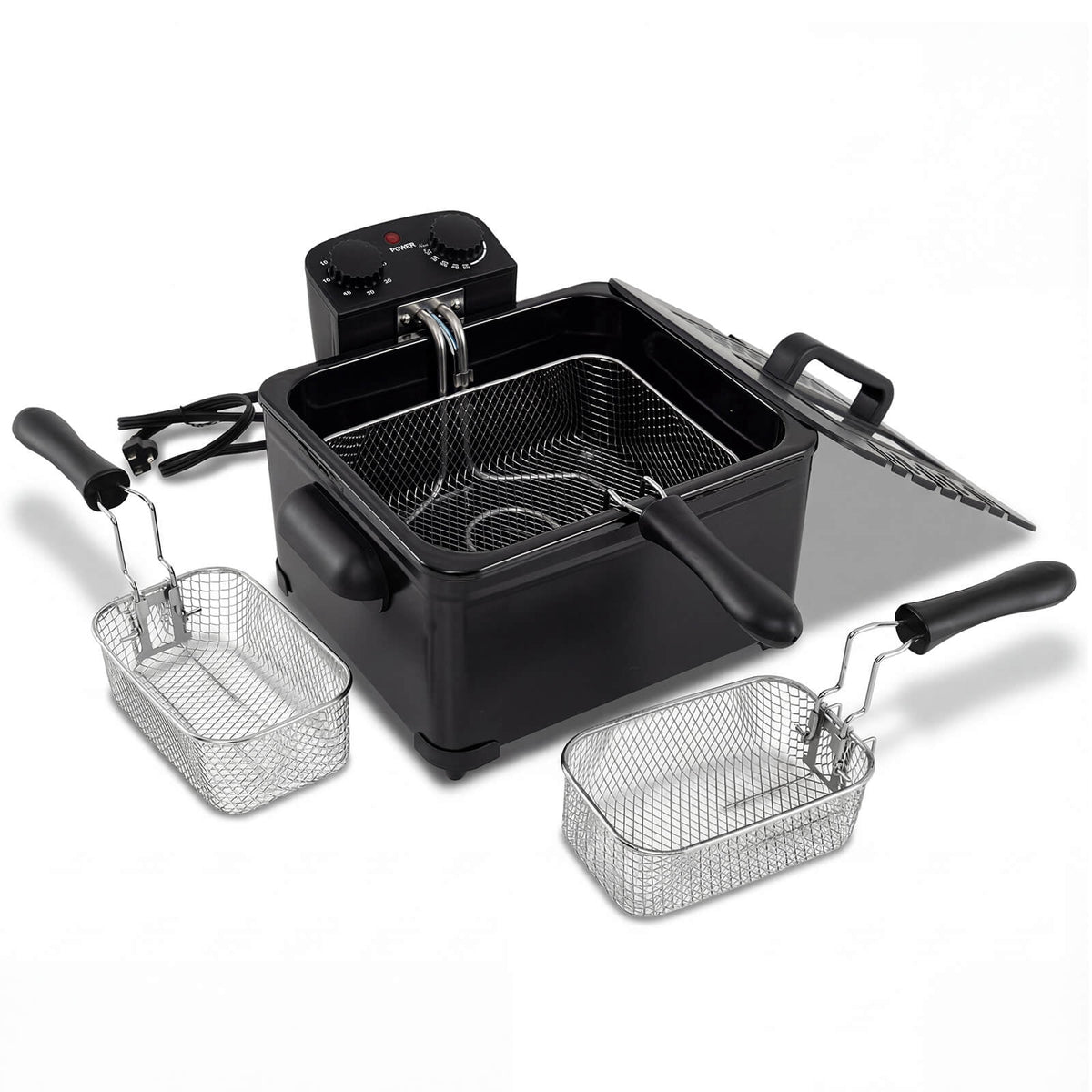 Costway Electric Deep Fryer 5.3 QT/21-Cup Stainless Steel 1700W with Triple Basket Silver