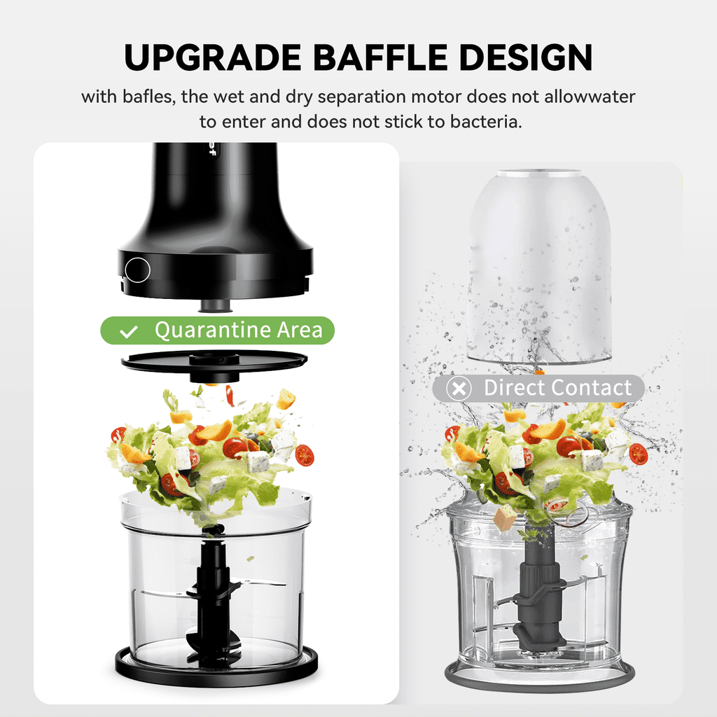 LINKChef Food Chopper, 3 Cup Food Processor, 260W Power Grinder with 4 Bi-Level Blades, Grey