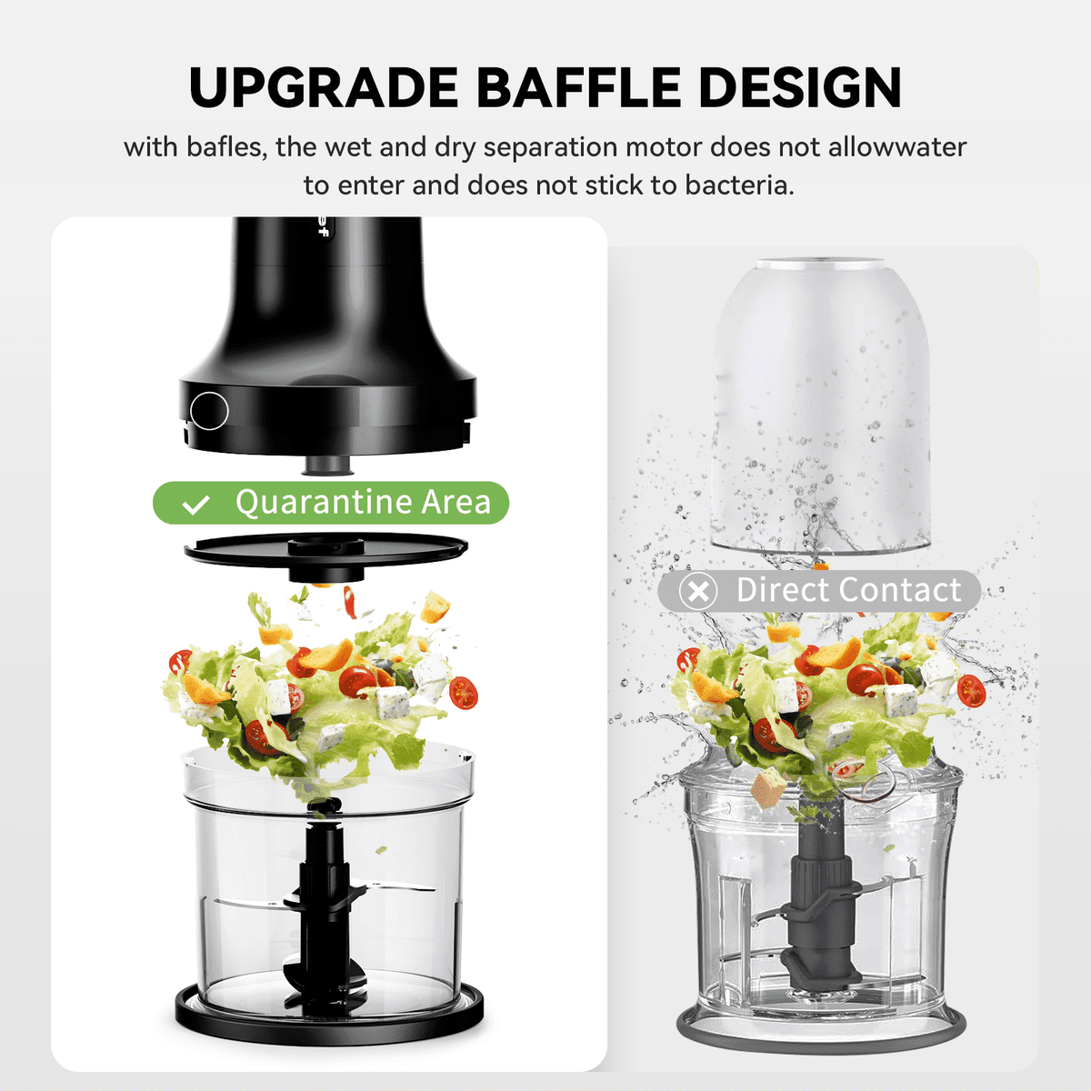 LINKChef Food Chopper, 3 Cup Food Processor, 260W Power Grinder with 4 Bi-Level Blades, Grey