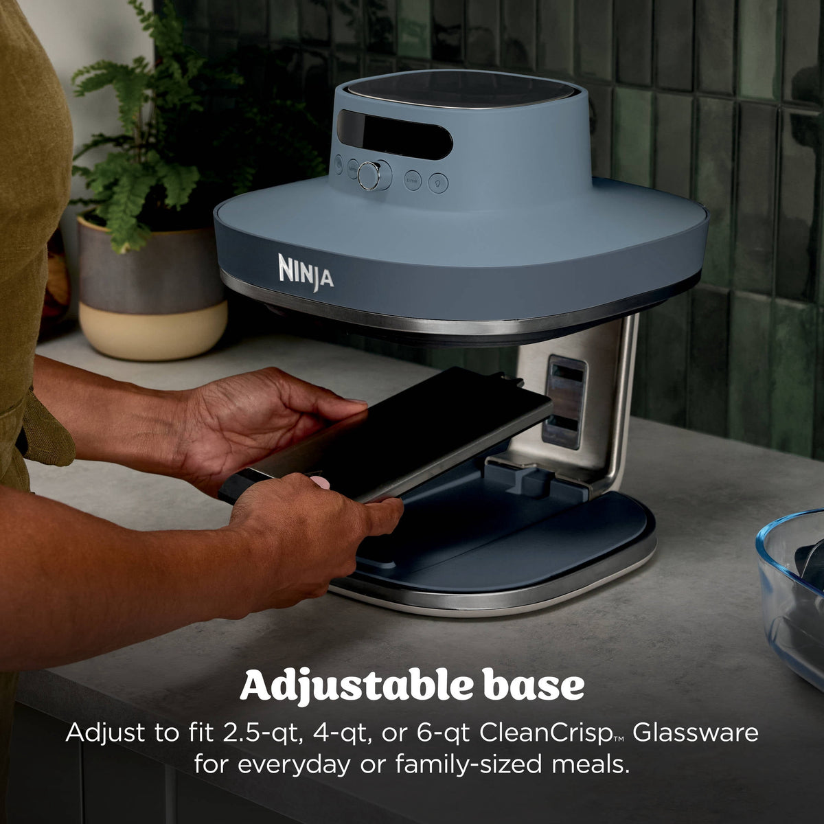 Ninja Crispi Pro Glass Air Fryer 6-Qt & 2.5-Qt, 6-in-1, Air Fry, Bake, Dehydrate, Dishwasher Safe, AS101LG Dove