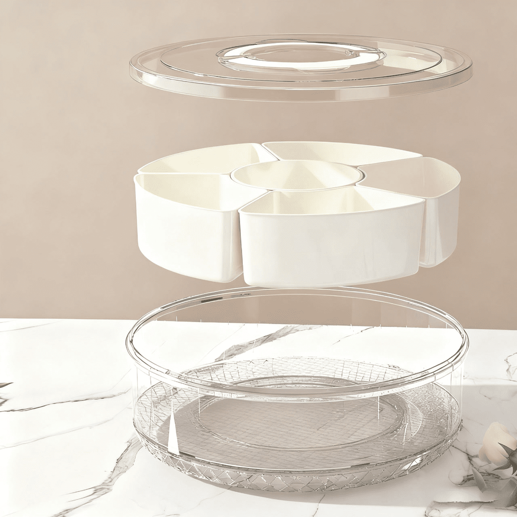 Divided Serving Tray with Lid and Handle Snackle Box Charcuterie Container Portable Snack Platters Clear Organizer