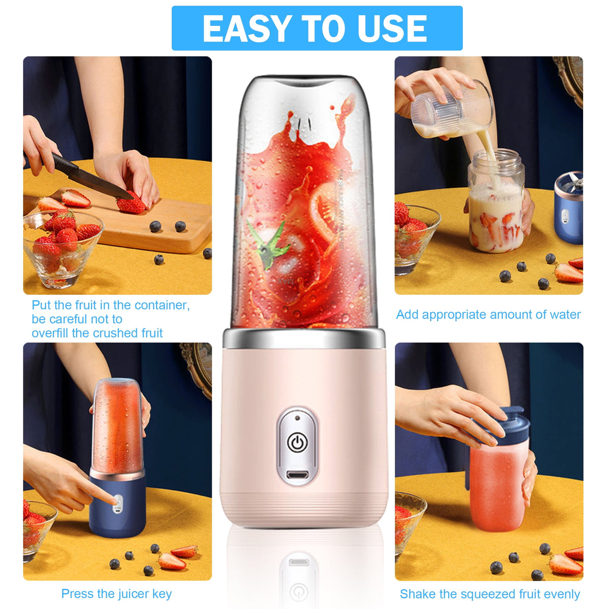 VIIWII Personal Blender for Smoothies Juice Portable Rechargeable Mini Bullet Blenders Cup