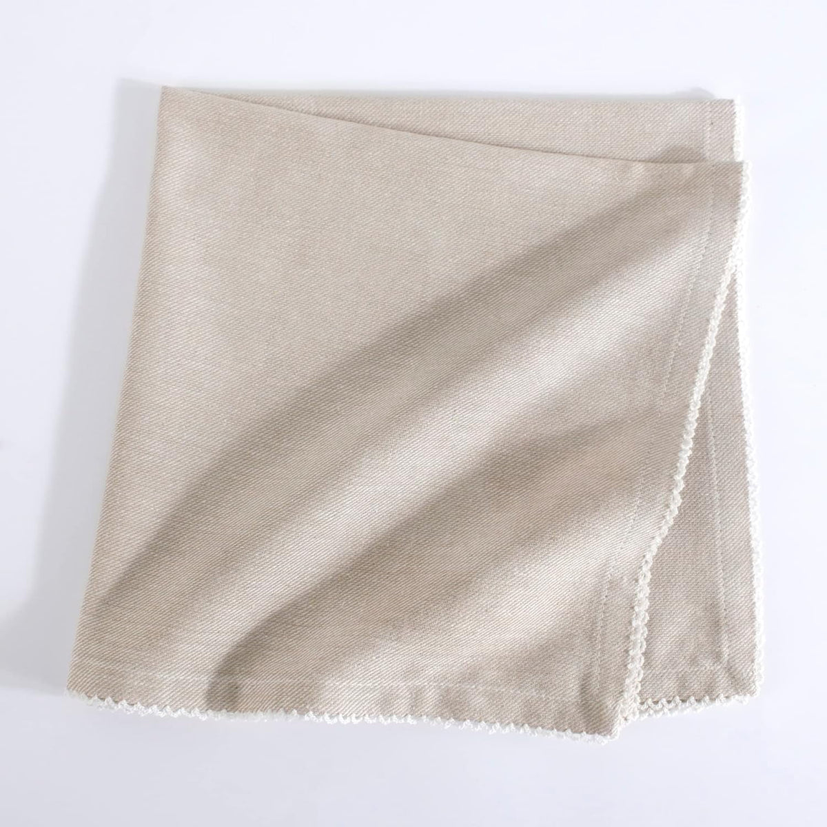 FINGERCRAFT Table Napkins, Cotton Cloth Napkin, Picot Edge, 20-inch, 12 Pack, Ivory