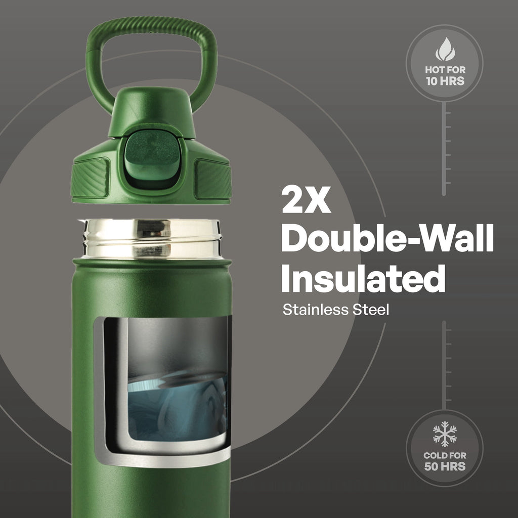 TAL 28oz Stainless Steel Ranger Push Lock Lid Water Bottle, Black