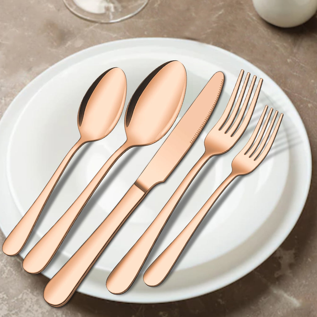 20 Piece Silverware Set, ENLOY Stainless Steel Solid Flatware Cutlery for 4, Modern & Elegant Design, High Quality Gift