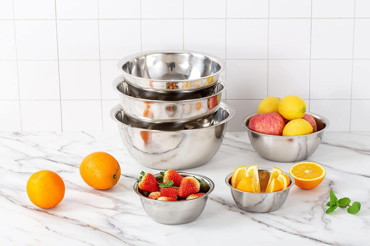 COOK WITH COLOR Mixing Bowls Set of 6, Stainless Steel Mixing Bowls, Metal Nesting Bowls for Kitchen, Sage Green