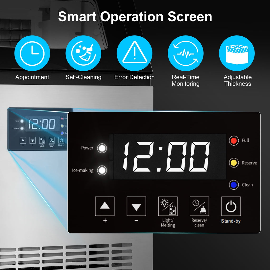 OUTBID Ice Maker Machine Crystal Clear Bullet Ice 52 lbs/24H with Spray Technology, Undercounter Commercial Ice Cube Maker, Built-In for Home Bar and Kitchen