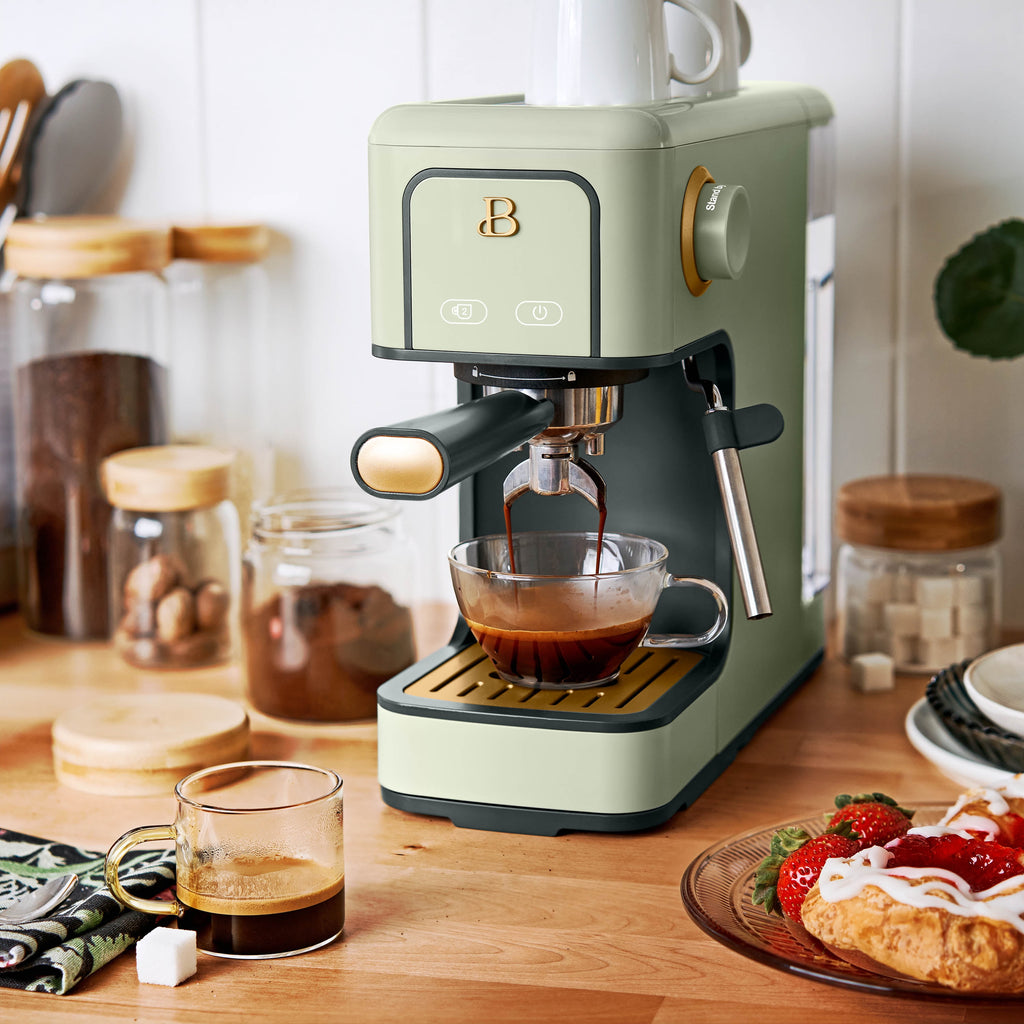 Beautiful by Drew Barrymore Slim Espresso Machine, 20-Bar Pressure, Black Sesame