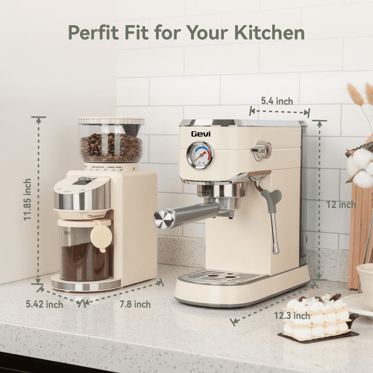 Gevi 20 Bar Espresso Machine & Burr Grinder Combo, 35 Precise Grind Settings, Professional Automatic Coffee Maker, Perfect Gift for Coffee Lovers