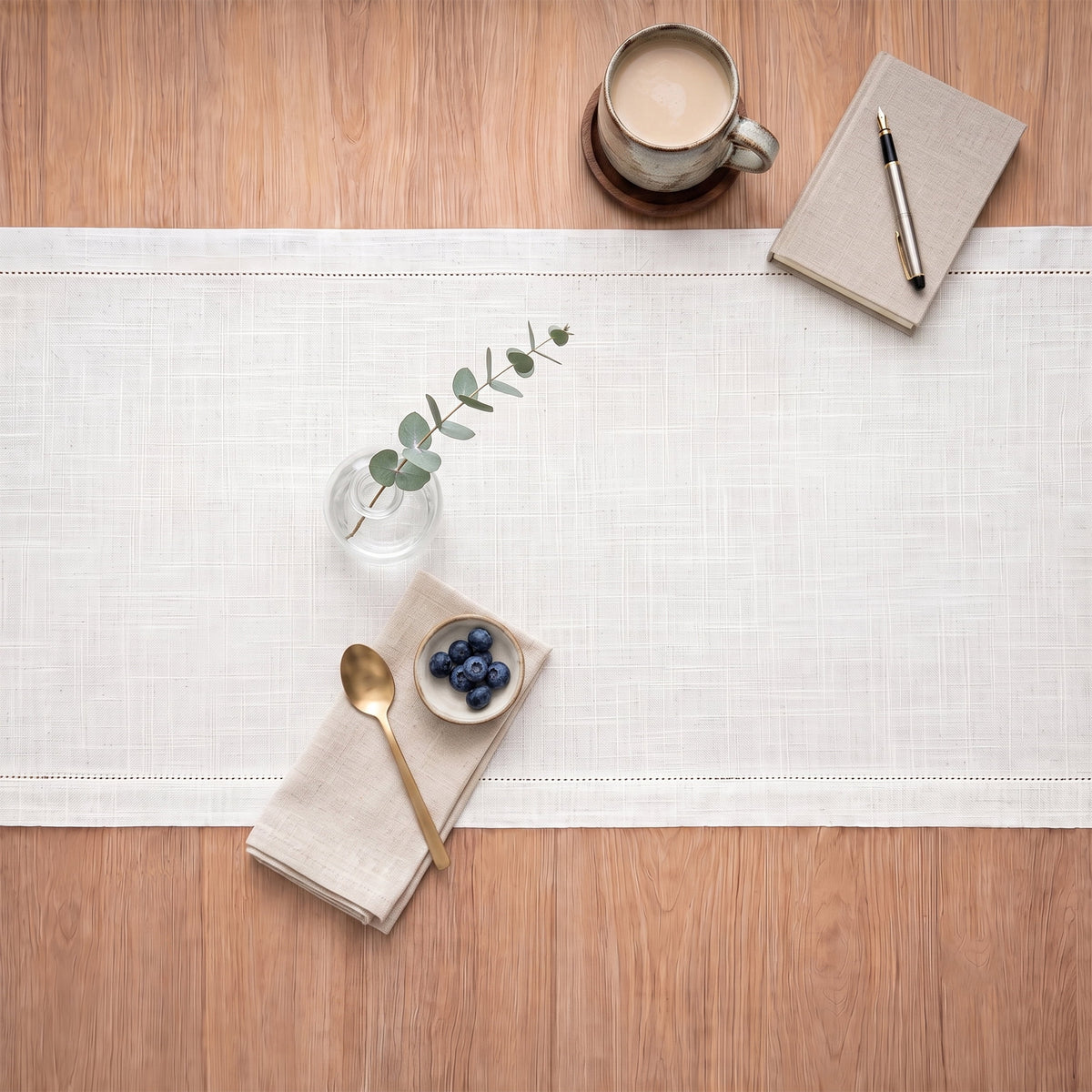 Fingercraft Table Runners, Cotton Dinner Table Centerpiece with Beautiful Premium Lace, Home and Dining Aqua-90