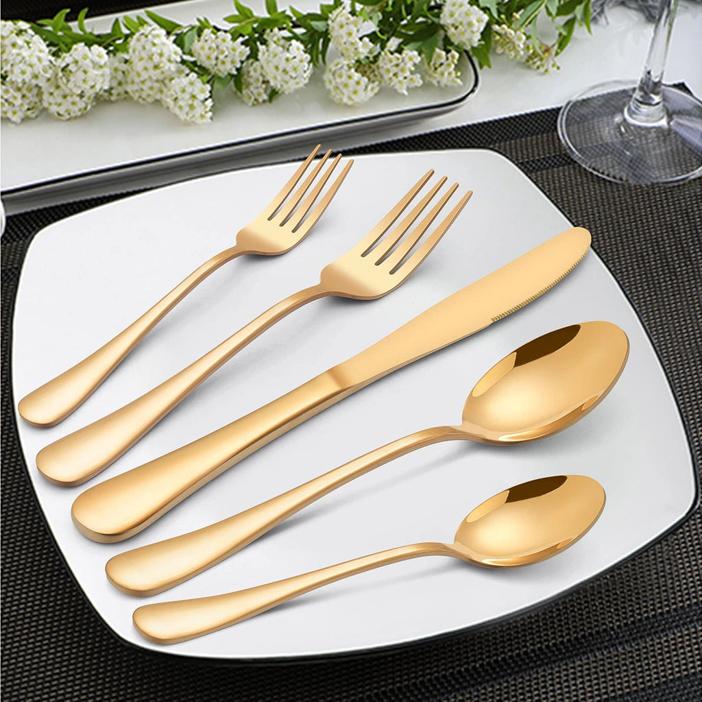 Black Silverware Set, Vesteel 20 Piece Stainless Steel Flatware Cutlery Set for 4, Mirror Finish, Dishwasher Safe
