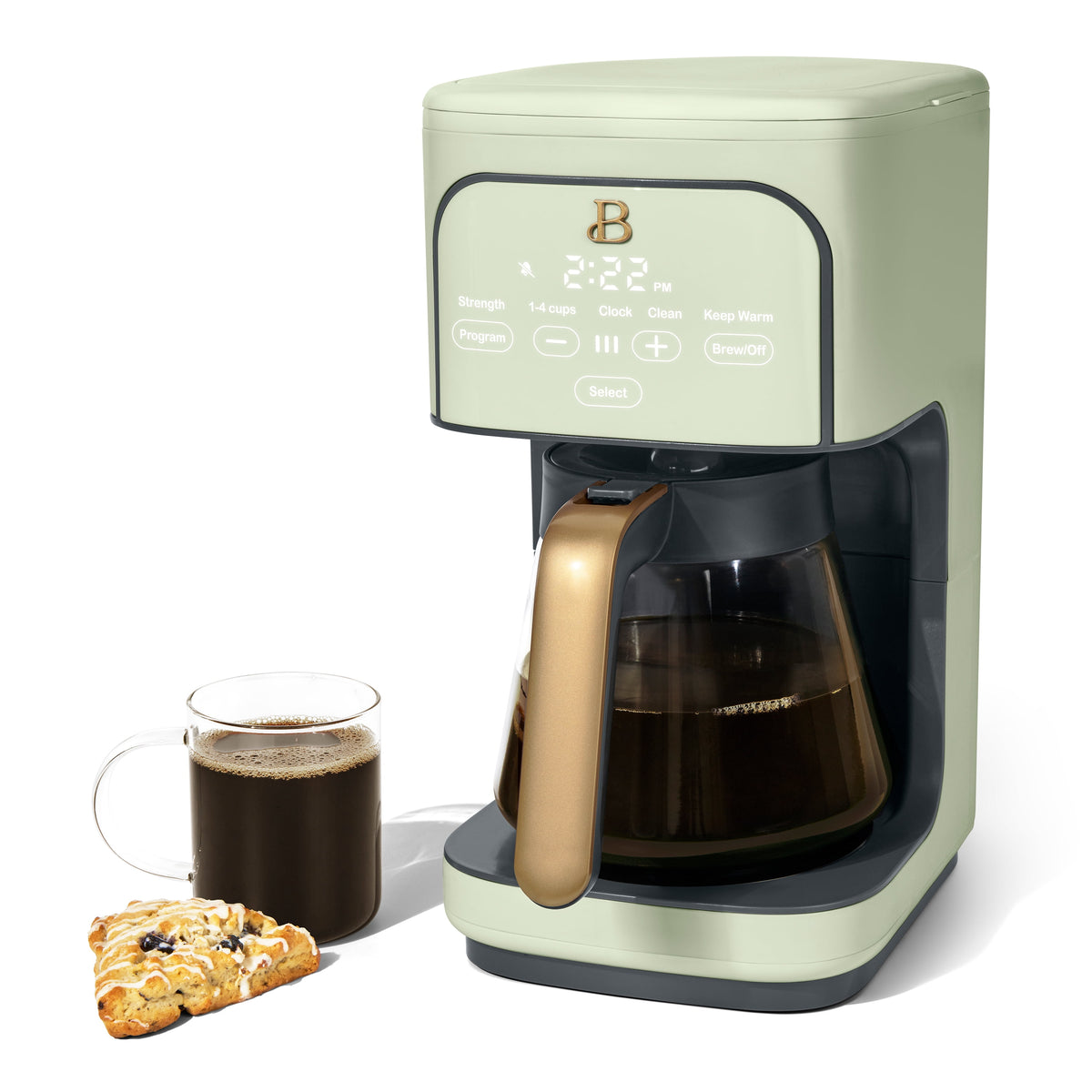 Beautiful by Drew Barrymore 12-Cup Programmable Coffee Maker, White Icing