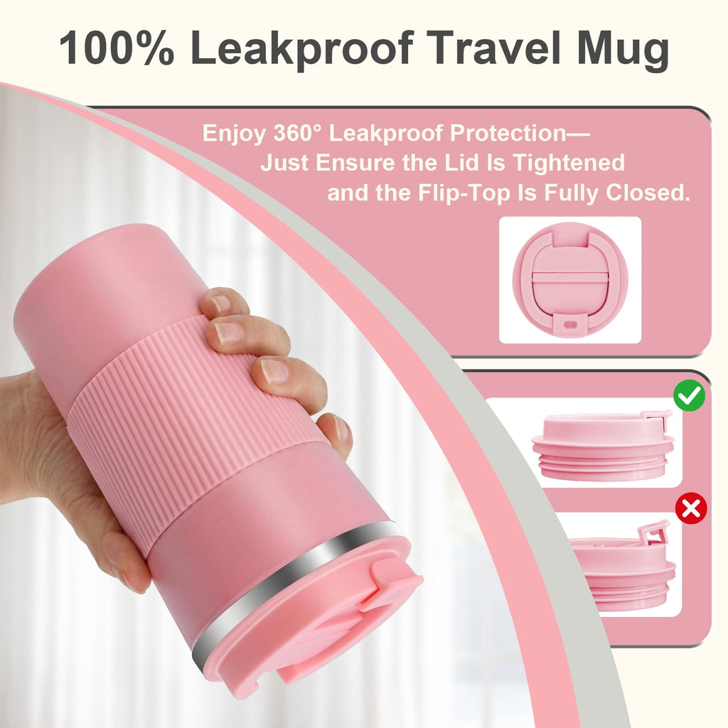 Vaparinckl Travel Coffee Mug, 17 oz Stainless Steel Vacuum Insulated Coffee Tumbler with Lid, Reusable Cup for Hot & Cold Drinks, Black