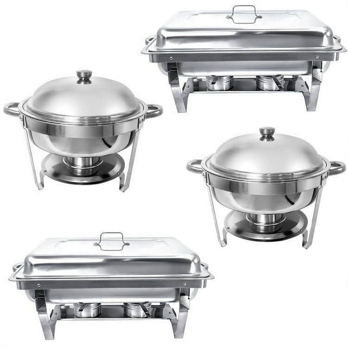 Jacgood Chafing Dish Buffet Set 4 Pack 8QT Full Pan Stainless Steel Food Warmer Chafer Complete Set with Water Pan, Chafing Fuel Holder for Home Party, Buffets, Wedding, Banquet, Catering Events