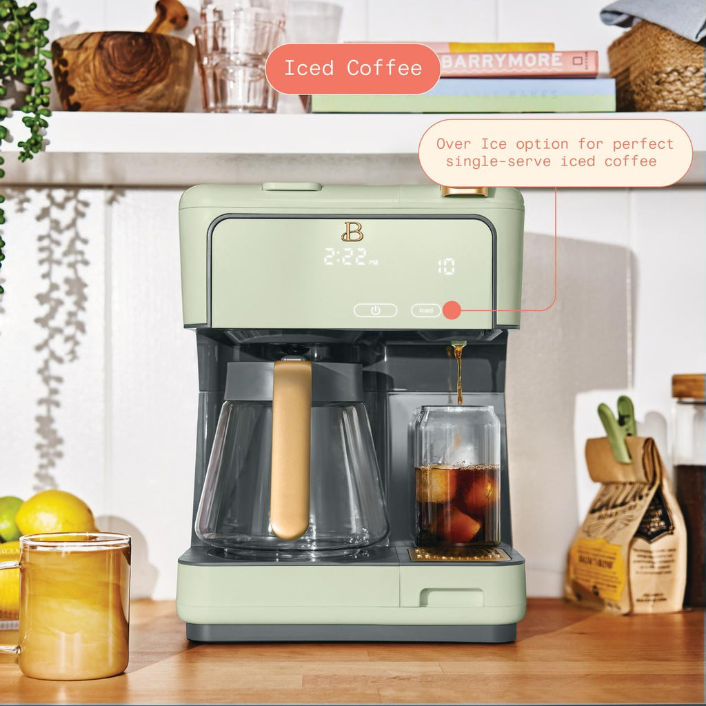 Beautiful by Drew Barrymore Multi-Brew 12-Cup Programmable Drip & Single-Serve Coffee Maker, White Icing