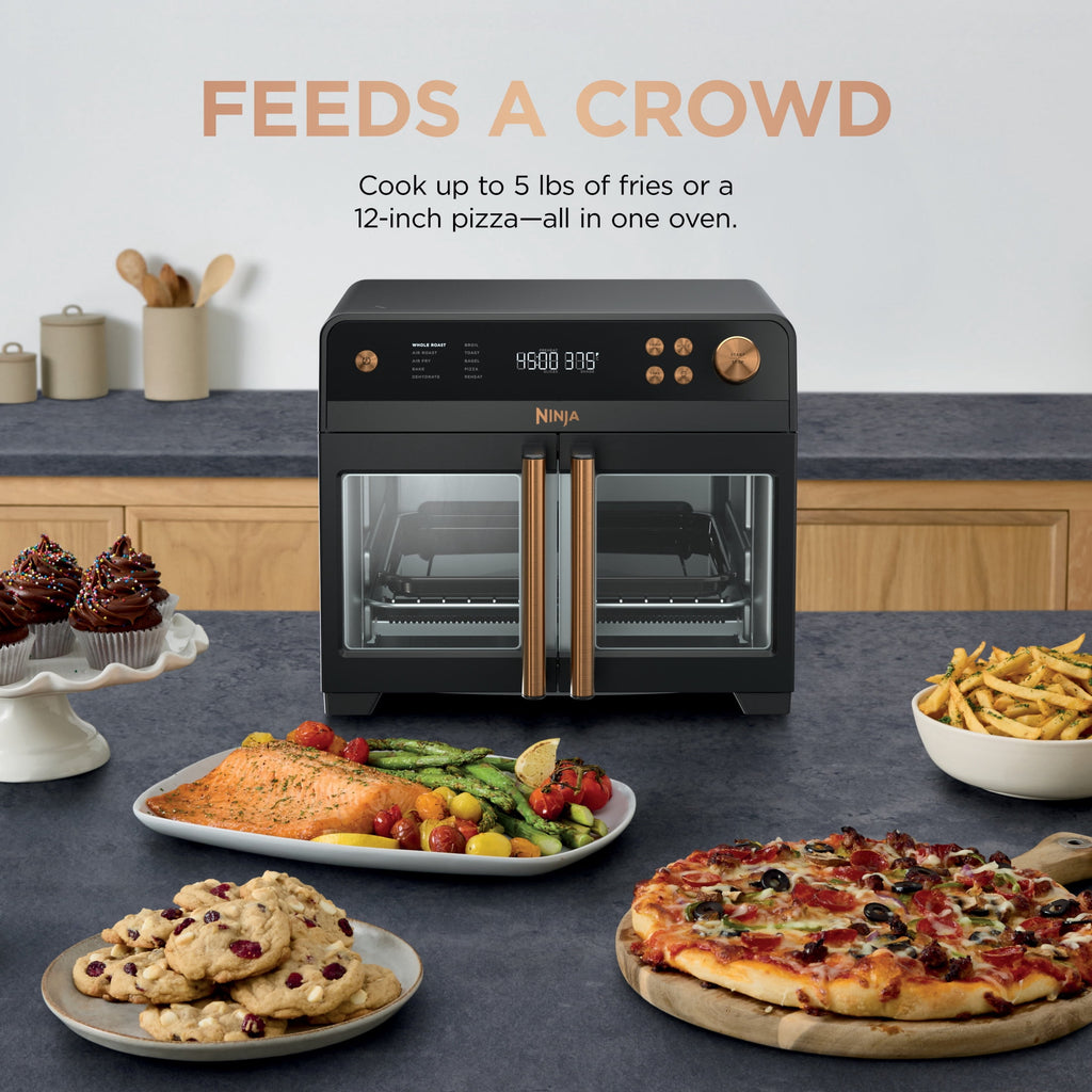Ninja French Door 8-in-1 Countertop Oven, with Smart Surroundair Technology and Air Fry Function, Dishwasher Safe, 6 Pieces, FO100 Silver