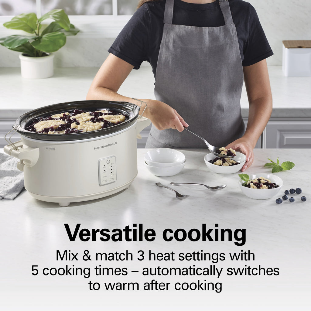 Hamilton Beach 7 Qt Programmable Slow Cooker, Stoneware Crock with Removable Pot, Stainless Steel