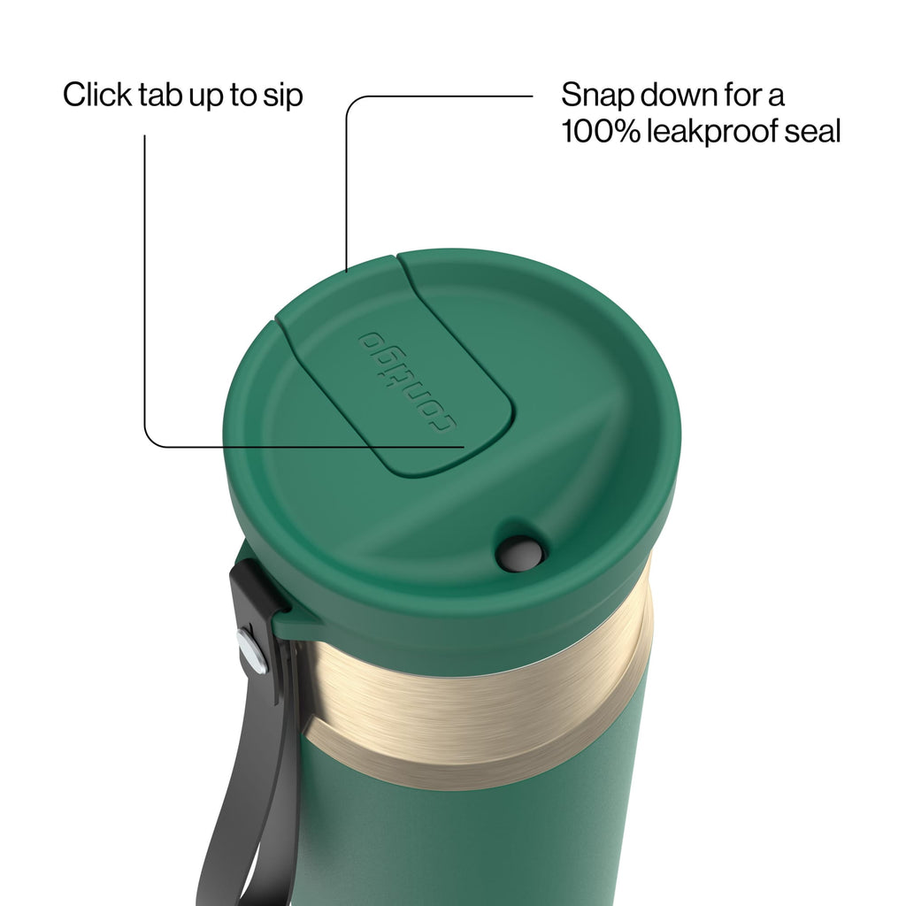 Contigo 24oz SnapSeal Insulated Stainless Steel Water Bottle with Straw, Licorice Black/Bronze