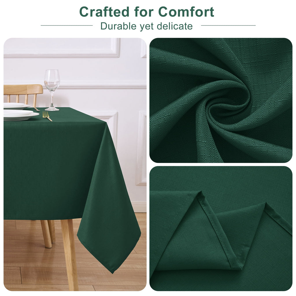 Inosoo Faux Linen Textured Rectangle Tablecloth - 60 x 84 inch Waterproof & Machine Washable Linen-Look Cloth Table Cover, White