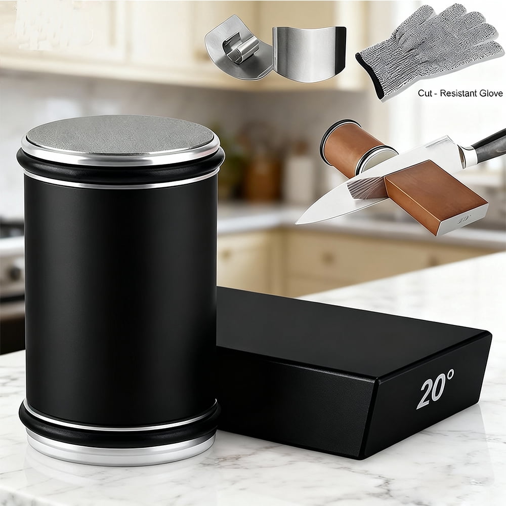 MYVIT Rolling Knife Sharpener System Kit,4-Angle Tumbler Double Diamond 400 1000 Discs Sharpening Stone for Kitchen Knives