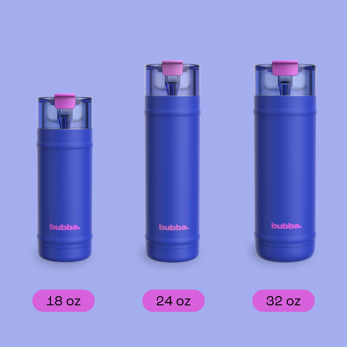 Bubba 24oz DualSip Insulated Stainless Steel Water Bottle with Straw & Sip Lid, Ocean Energy Blue/Purple