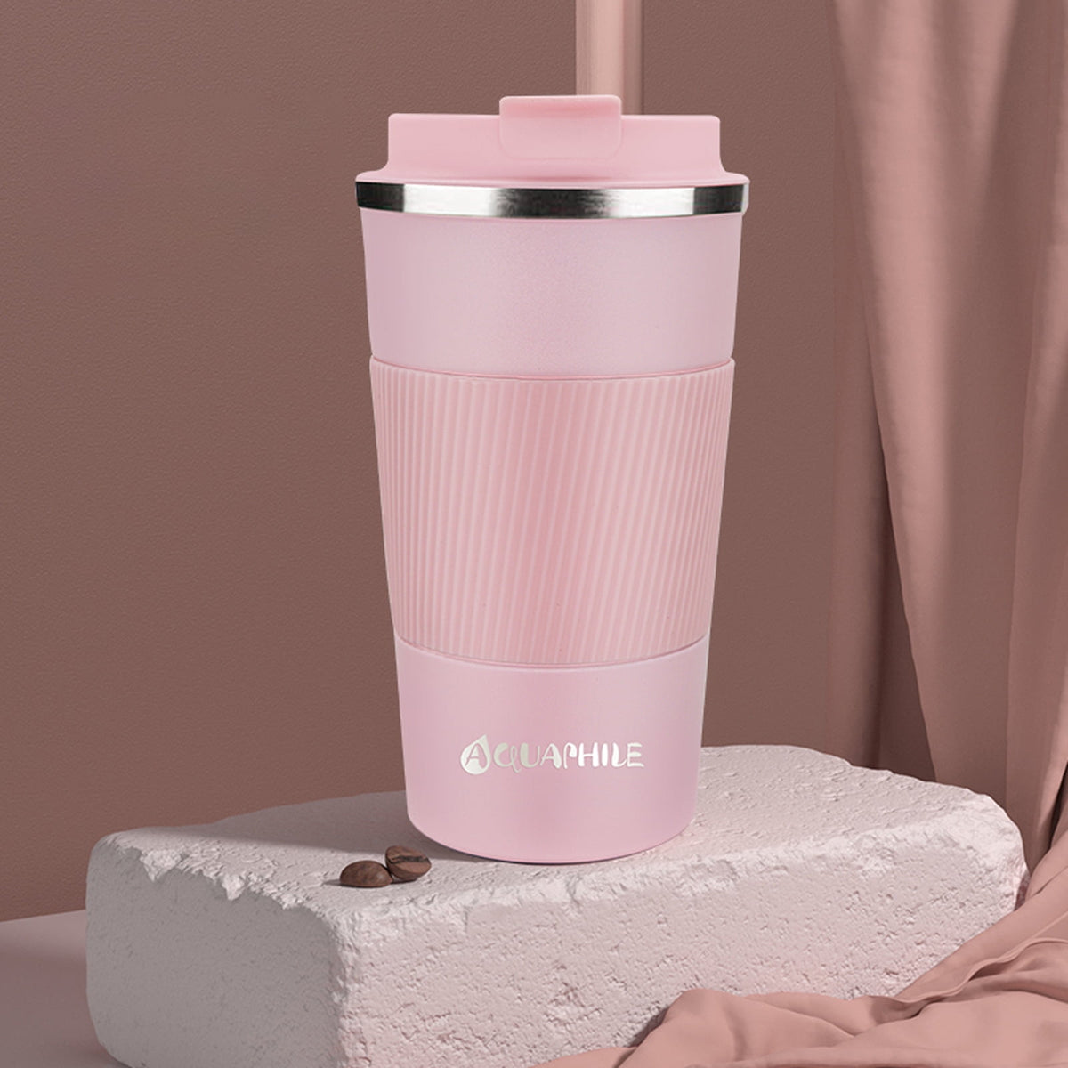 Aquaphile Vacuum Insulated Coffee Travel Mug - Double Walled Reusable Tumbler Cups Light Blue 17 Fluid Ounces