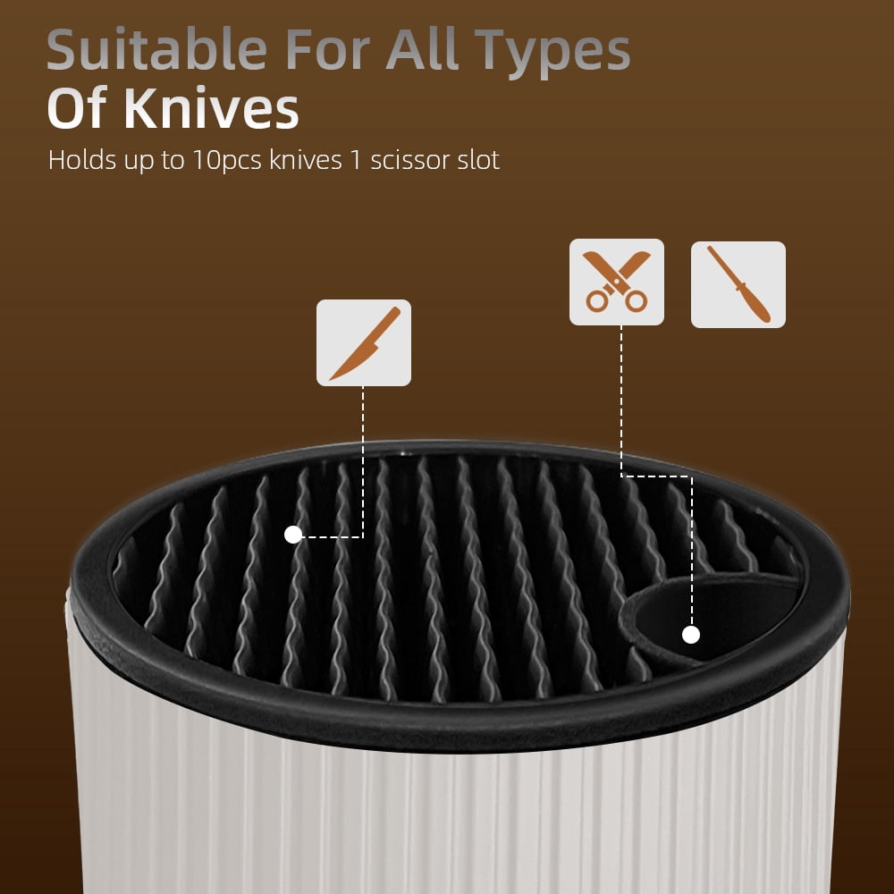 MYVIT Knife Block without Knives Universal Elegant Knife Holder for Countertop,Spacing Saving Knife Storage Organizer with Scissors Slot,Round