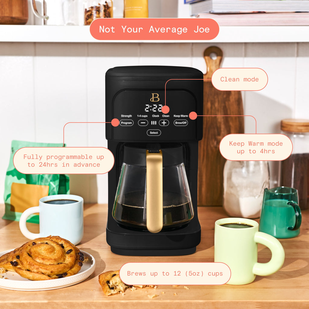 Beautiful by Drew Barrymore 12-Cup Programmable Coffee Maker, White Icing