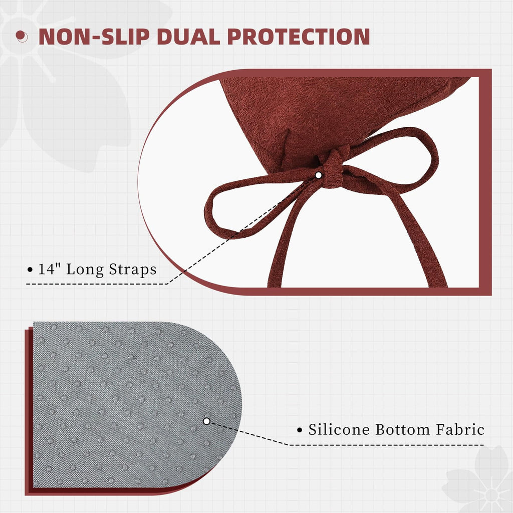 Shinnwa Rocking Chair Cushion 17 x 17/21 Inch Seat Cushions Set Non-Slip for Indoor Living Room, Brown