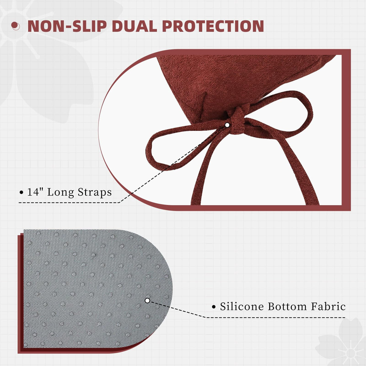Shinnwa Rocking Chair Cushion 17 x 17/21 Inch Seat Cushions Set Non-Slip for Indoor Living Room, Brown