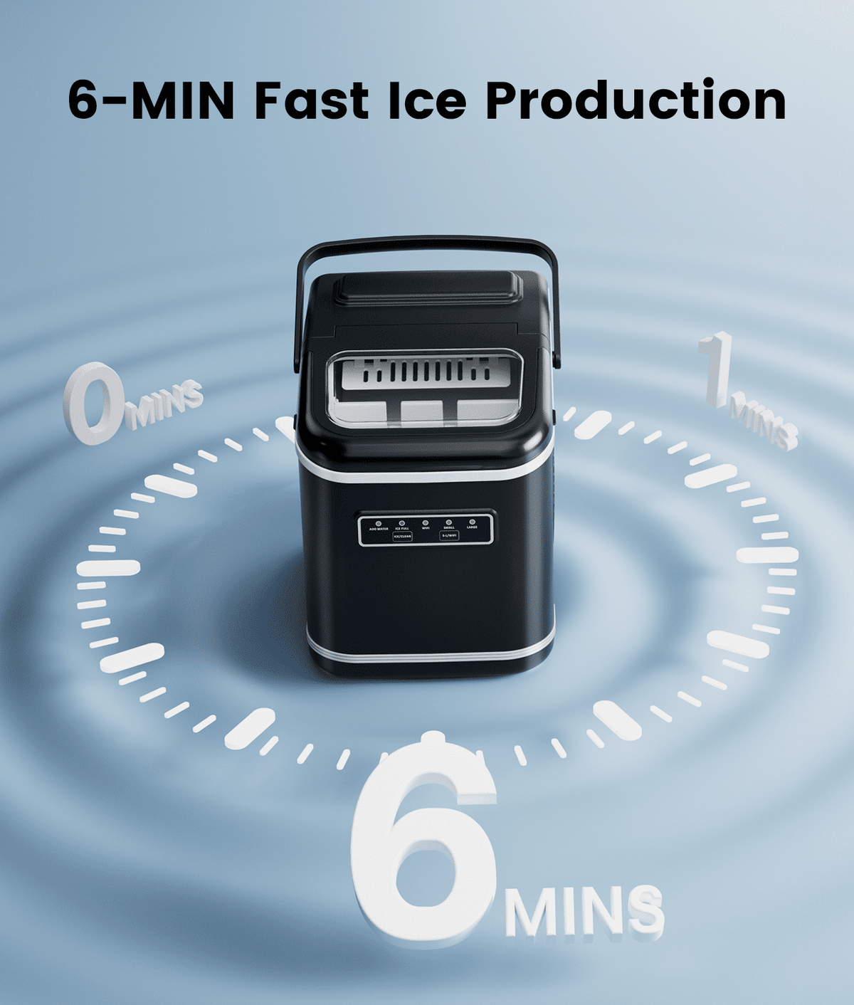 Ecozy Chillio Countertop Ice Maker, Smart Ice Machine with Full-Color Display Panel and Built-in Lighting, Produces 26lbs/24H, Dual-Layer Insulation