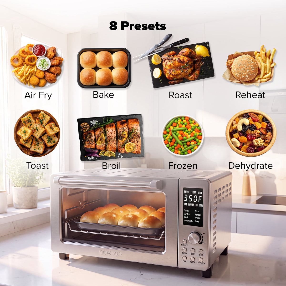 Nuwave Pro Toaster Oven & Air Fryer, 1800W Oven & Air Fryer Combo, Convection Toaster Oven