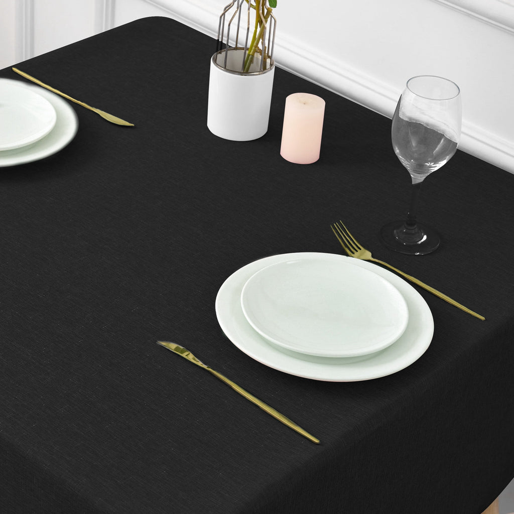 Inosoo Faux Linen Textured Rectangle Tablecloth - 60 x 84 inch Waterproof & Machine Washable Linen-Look Cloth Table Cover, White