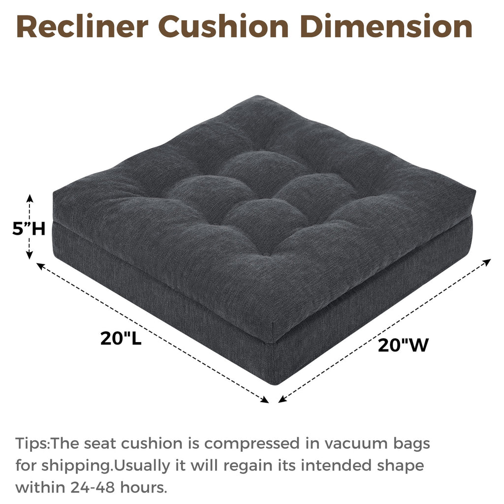 baibu Recliner Cushion 20-Inch Extra Large Seat Cushion Tufted Memory Foam Dual-layer Design Chair Cushion for Recliner Armchair Couch, Brown