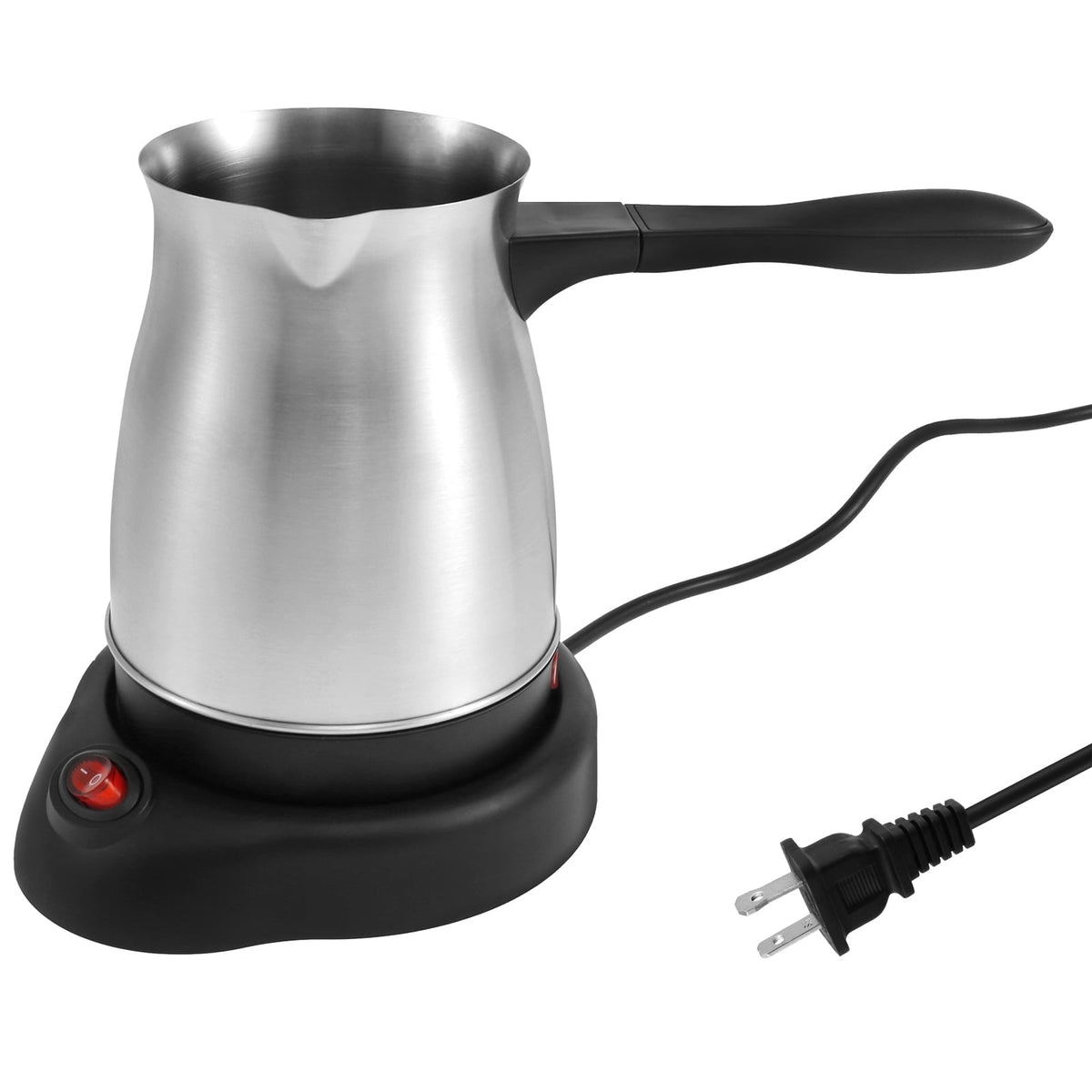 FUYGRCJ Turkish Coffee Maker, 600ml Stainless Steel Electric Turkish Coffee Machine, 5 to 6 Cups Capacity Greek Coffee Machine with Ergonomic Handle, Enduring Fast Heating 110V Turkish Coffee Maker