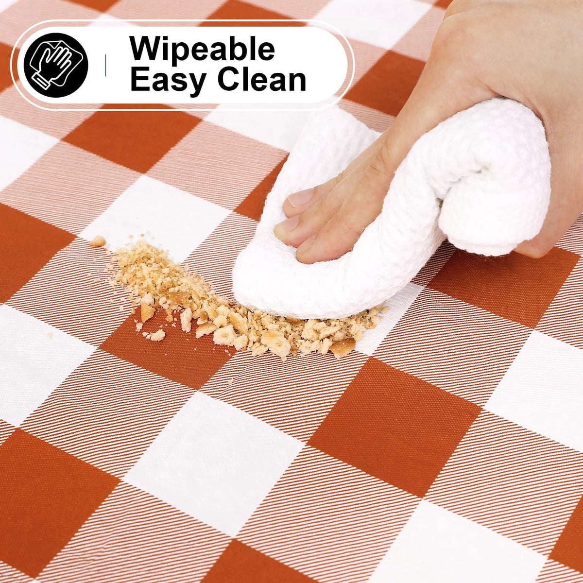 decorUhome Rectangle Tablecloth, Waterproof Vinyl Flannel Backed Table Cloth, Buffalo Wipeable Plastic Table Cover for Kitchen and Outdoor, Black and White, 60" x 84"