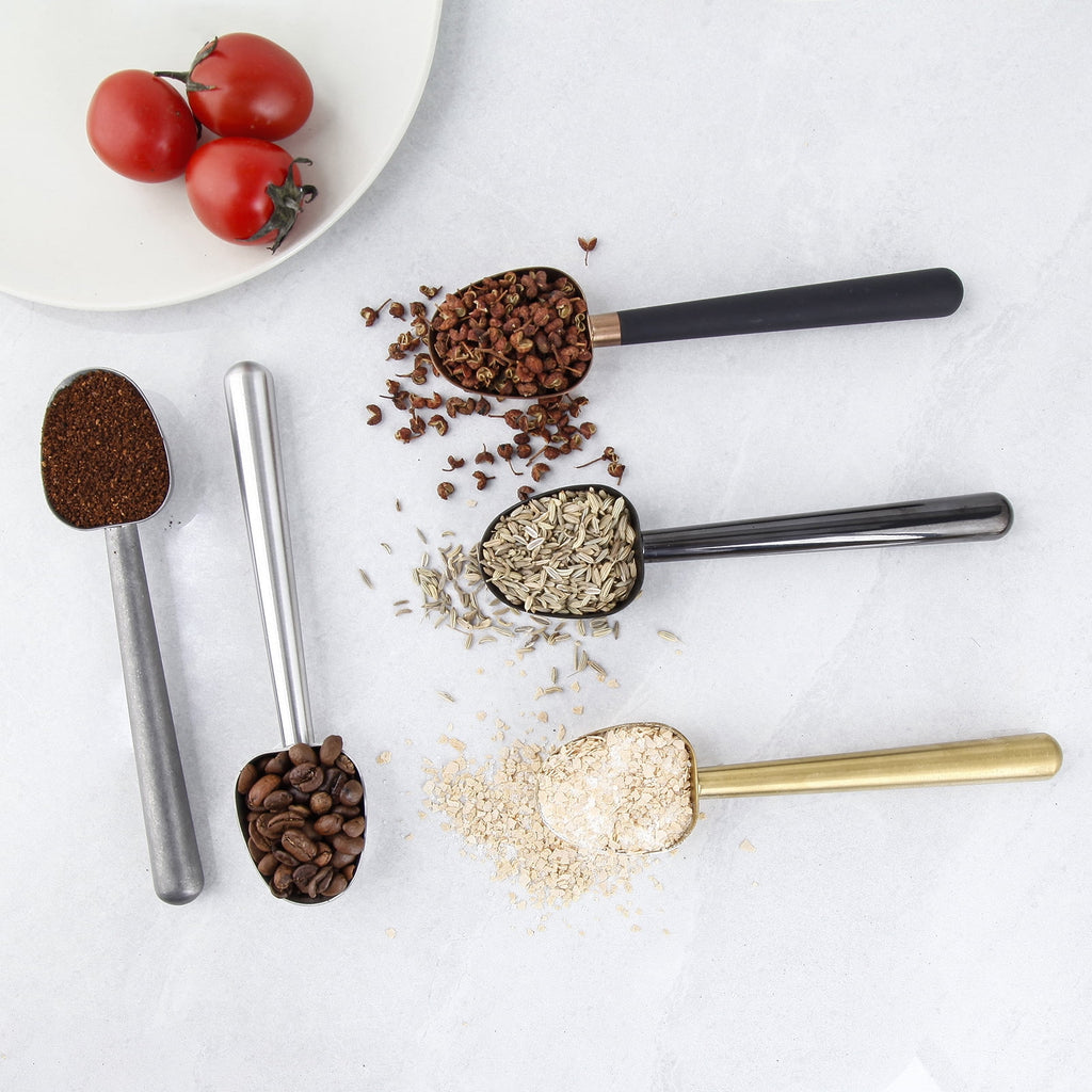 Easyworkz Stainless Steel Long Hollow Handle Coffee Scoop,7g Measuring Spoon for Ground Coffee and Loose Leaf Tea, Brass Gold