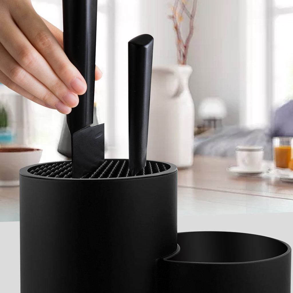 MYVIT Kitchen Knife Holder without Knives Round Empty Knife Block Holder for Countertop Storage Organizer,Black